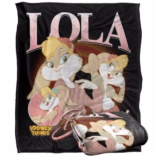 LOGOVISION Looney Tunes Lola Bunny Super Soft Silky Touch Fleece Throw Blanket, Multicolour, W: 152 cm, D: 127 cm