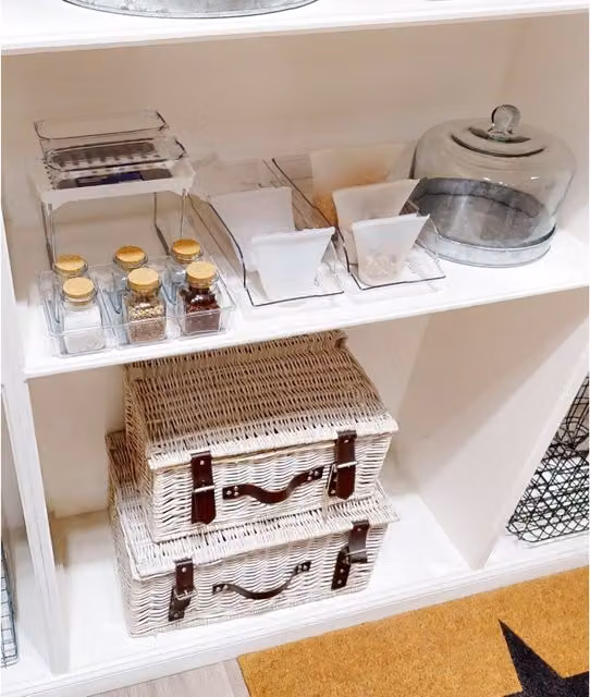 Romm Set of Two Small Clear Acrylic Kitchen Organisers with Anti-Slip Rubber Inserts