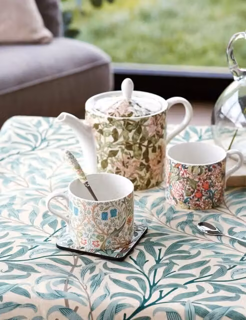 Morris & Co. Floral Patterned Porcelain Teapot and Mug Set, Multicolour