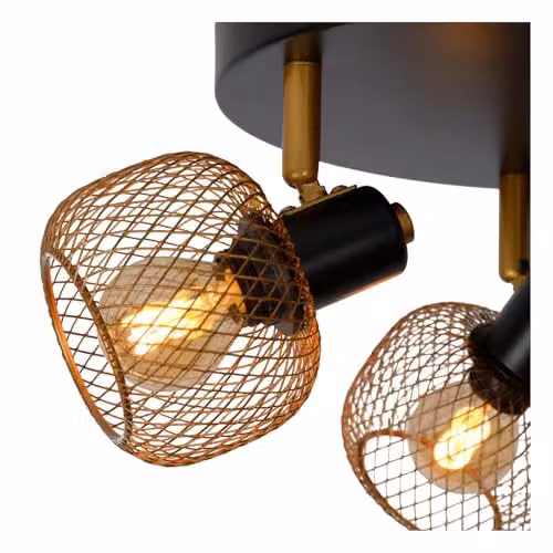 Lucide Maren Dimmable Retro Ceiling Spotlight in Gold/Brass, Diameter: 37 cm – 5