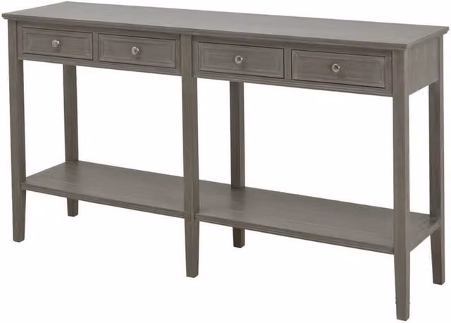 Lemon Pavilion Furniture and Decor The Serene Collection Four Drawer Console Table in Grey, W: 160 cm, D: 40 cm, H: 86 cm