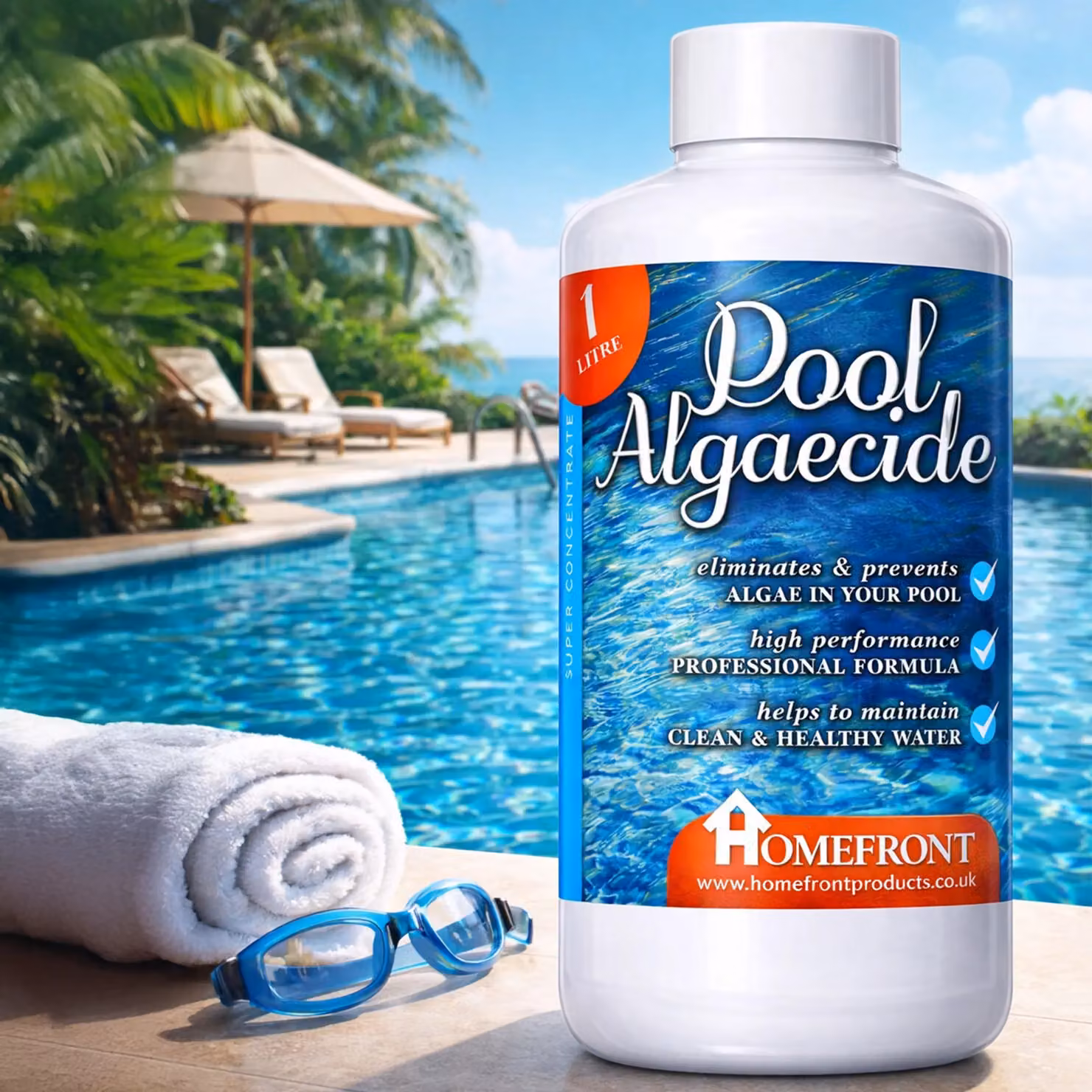 Homefront Pool Algaecide Liquid for Pools, Hot Tubs and Spas, 1 l – 2