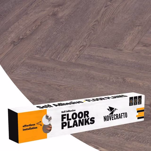 Novecrafto Self Adhesive Wood Look Vinyl Floor Planks, Pack of 10, Brown, W: 91.4 cm, D: 15.2 cm
