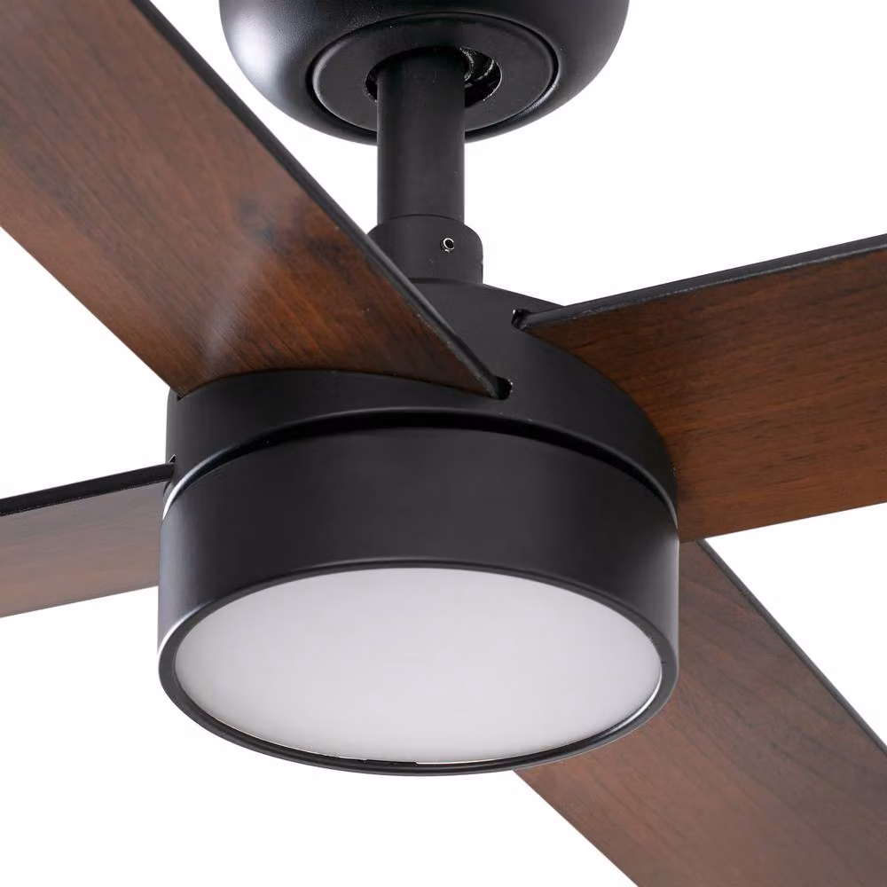 Netlighting Rudder Ceiling Fan in Black Walnut and Black with 4 Reversible Blades and CCT LED Lighting, Diameter: 132 cm – 2