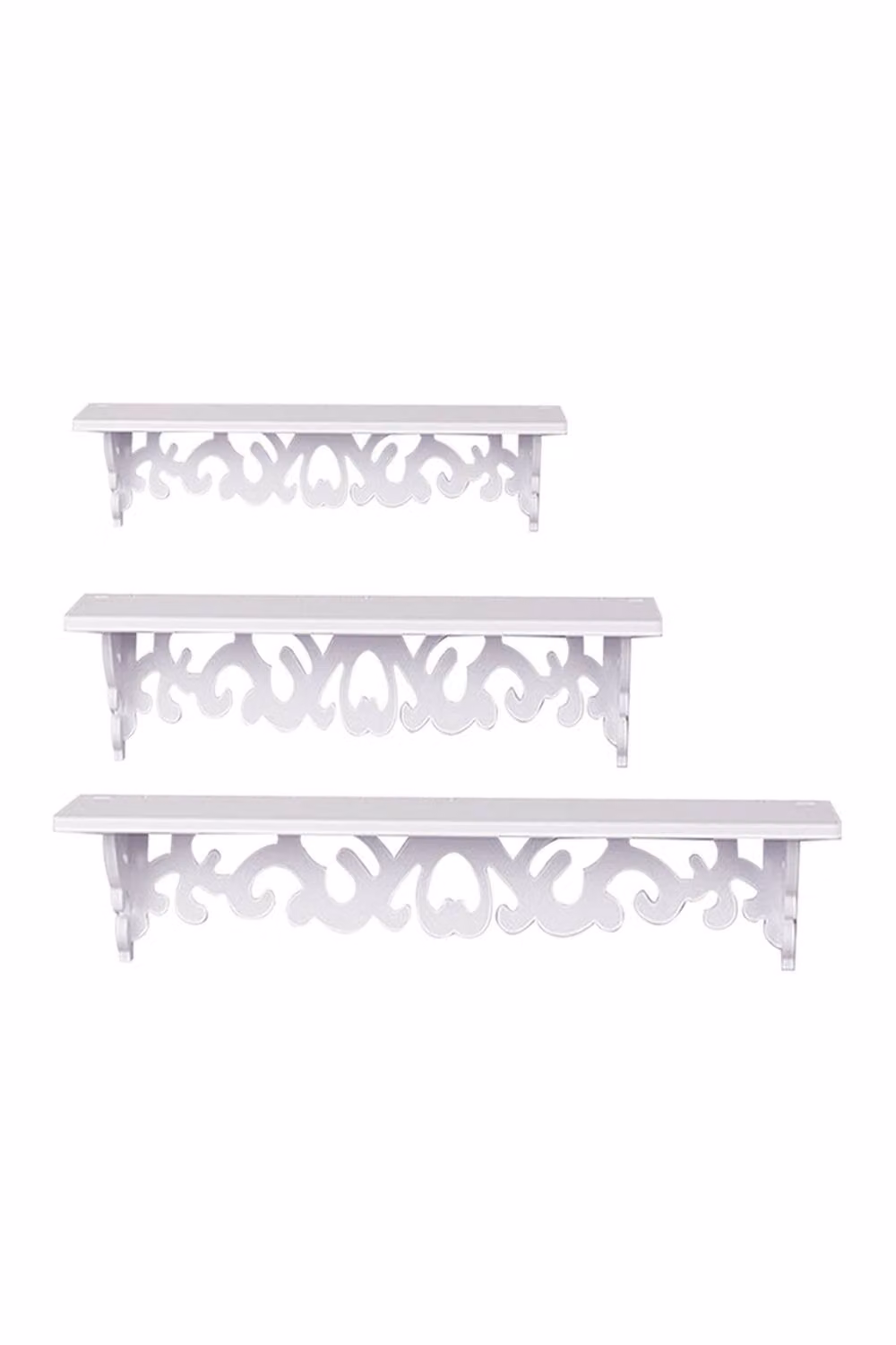 Garden Sanctuary Set of 3 White Wooden Wall-Mounted Storage and Display Shelves – 2