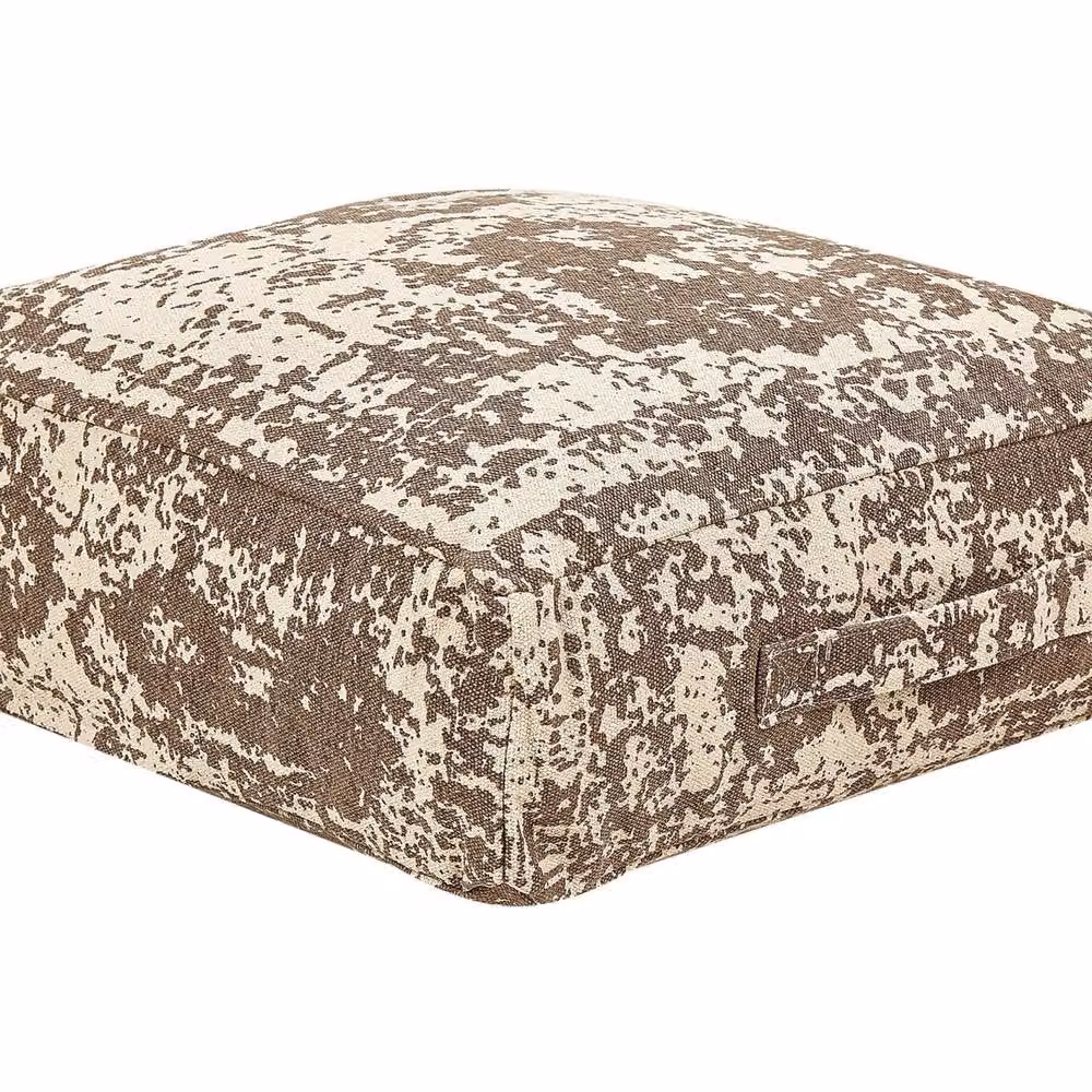 Wyld and Coco Beige and Brown Abstract Cotton Floor Cushion, W/D/H: 50 x 50 x 50 cm – 2