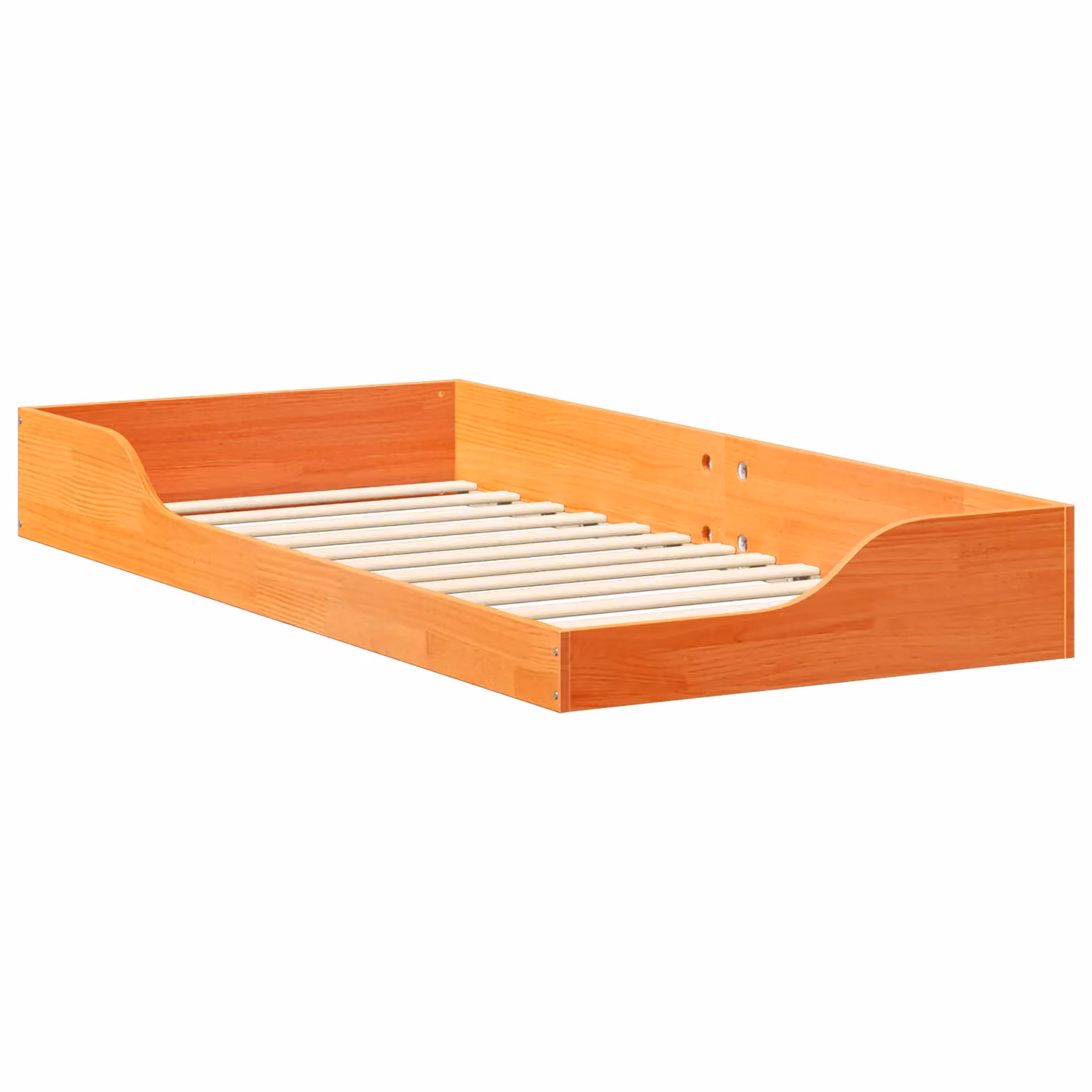 Berkfield Home Solid Pine Wood Floor Bed Frame in Wax Brown, W: 100 cm, L: 200 cm – 2