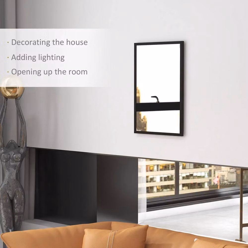 Havendro Rectangular Wall Bathroom Mirror in Black, W: 70 cm, H: 50 cm – 3