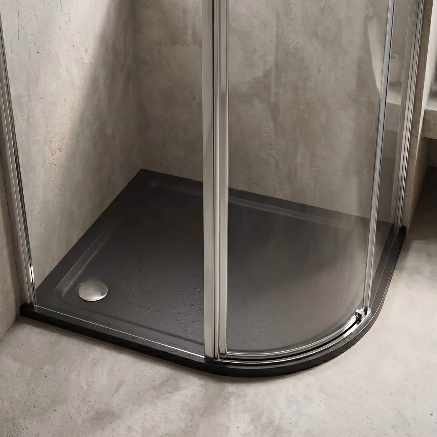 Balterley Premium Right Hand Offset Quadrant Corner Shower Tray in Grey, W/D: 90 x 80 cm – 4