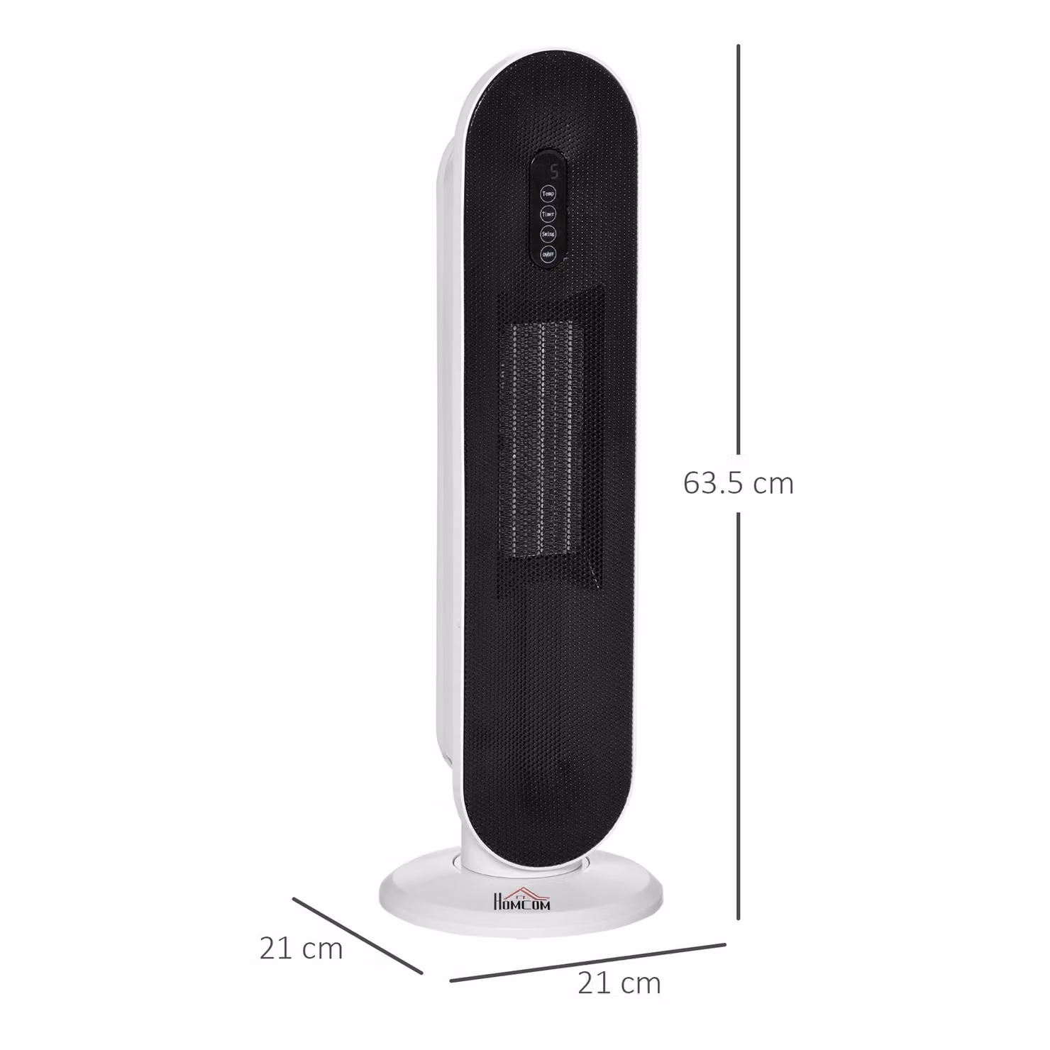 HOMCOM White Ceramic Fan Tower Heater with 45 Degree Oscillation, Remote Control, 24H Timer, Tip-Over and Overheating Protection, 2000W – 3