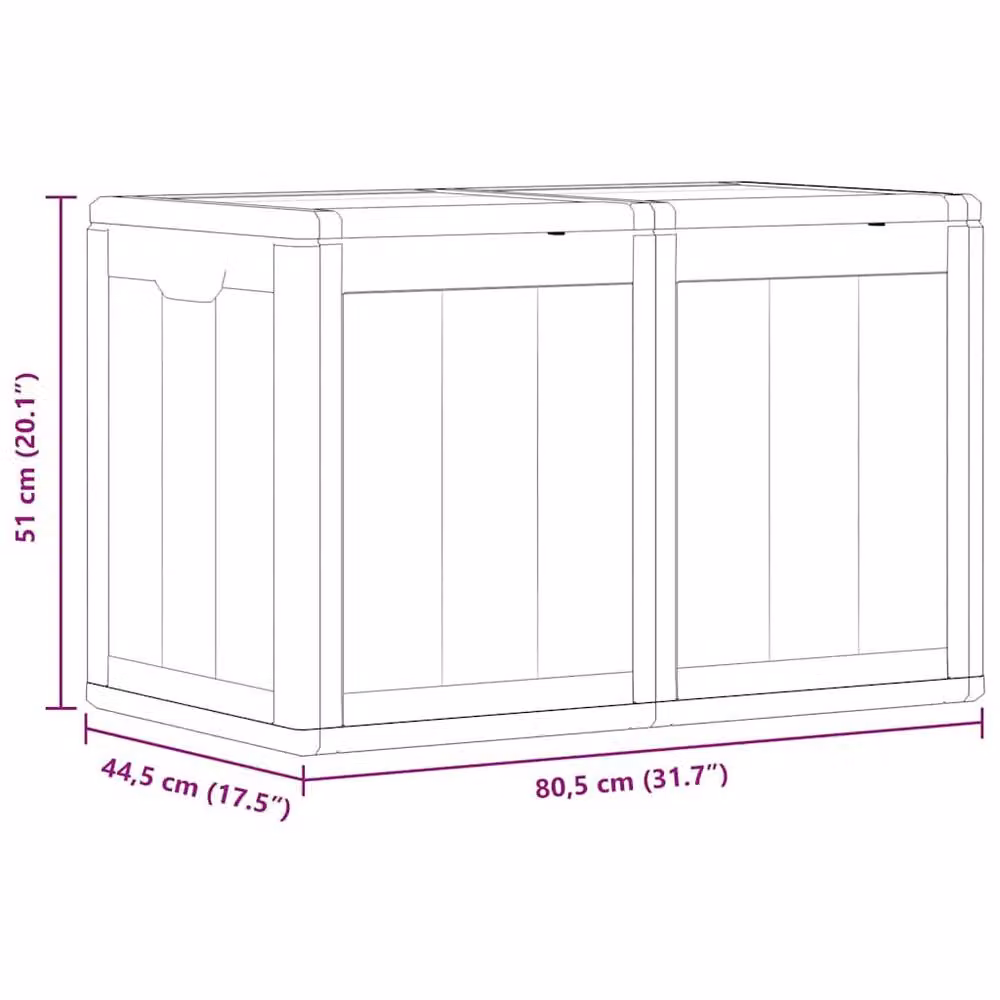 Berkfield Home Garden Storage Box 180L Grey Rattan Plastic W/D/H: 80.5 x 51.0 x 44.5 cm – 3