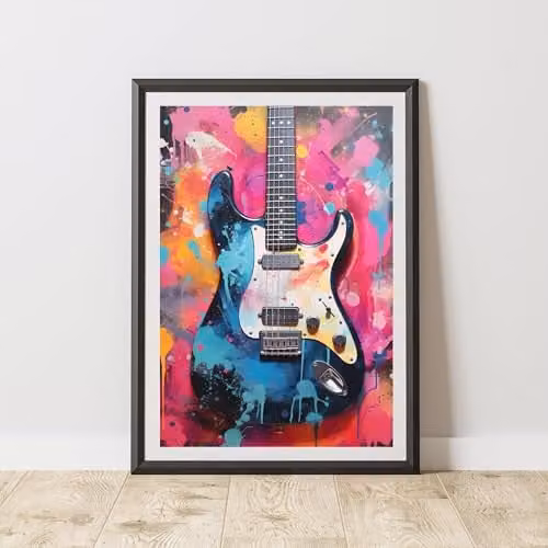 60 Second Makeover Guitar Pop Art Paper Poster, Multicolour, A4