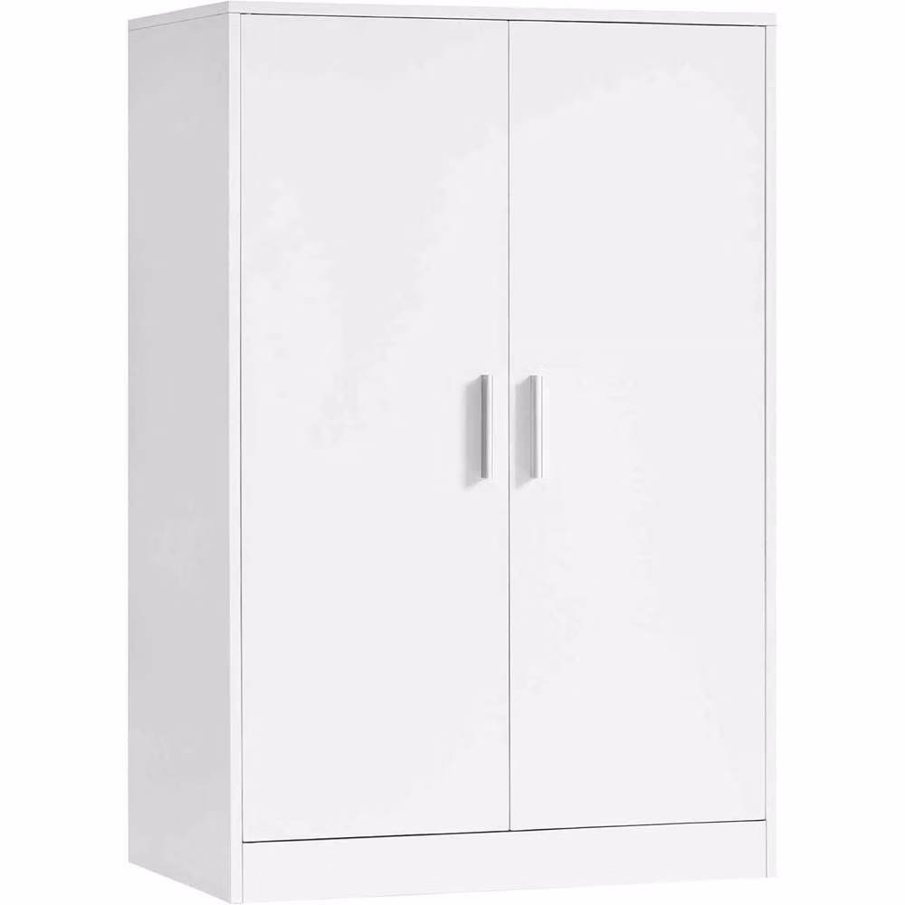 The Bazaarist White Minimalist Tall Kitchen Pantry Storage Cabinet with Hinged Doors and Internal Shelves, H: 90.5 cm x W: 60.0 cm x D: 2.0 cm – 2