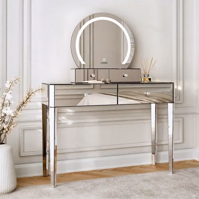 Carme Kendall x Ivy Hollywood LED Mirror Dressing Table in Silver
