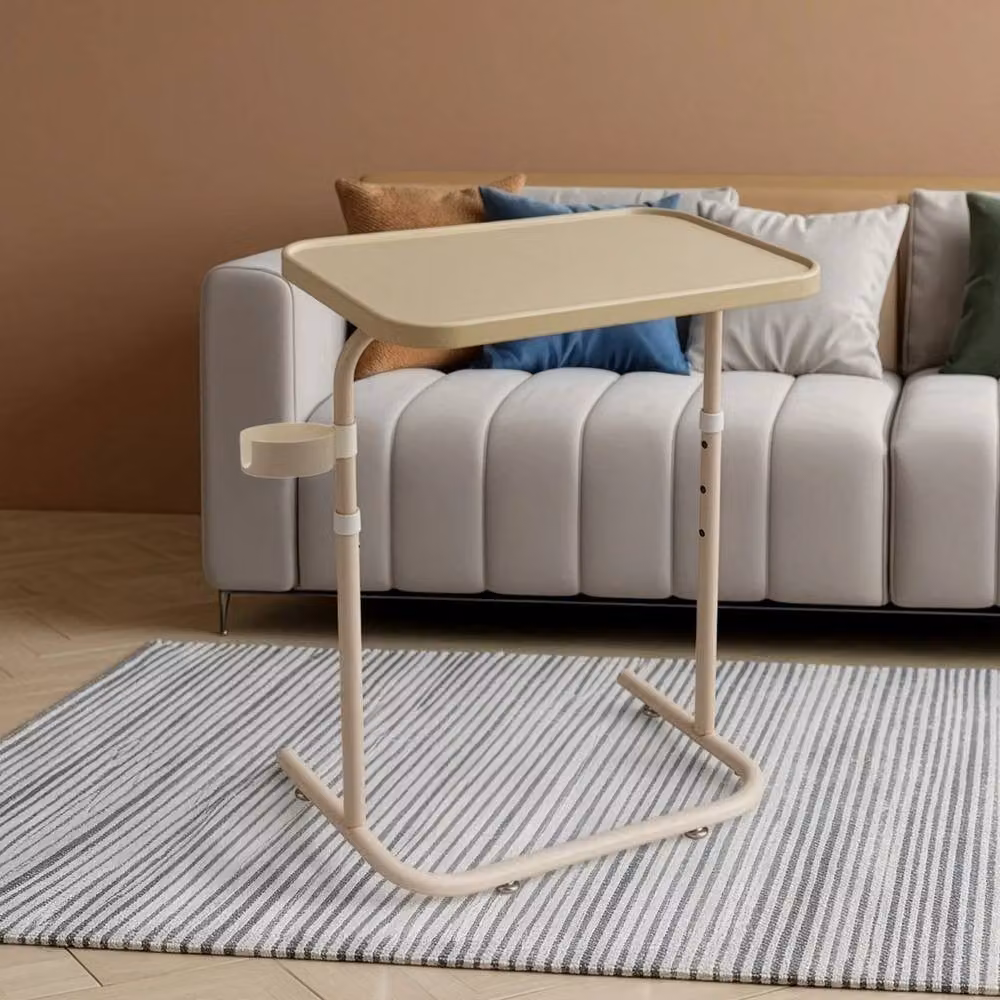 FORGEVIO Adjustable Height Modern Sofa Side Table in Beige – 2