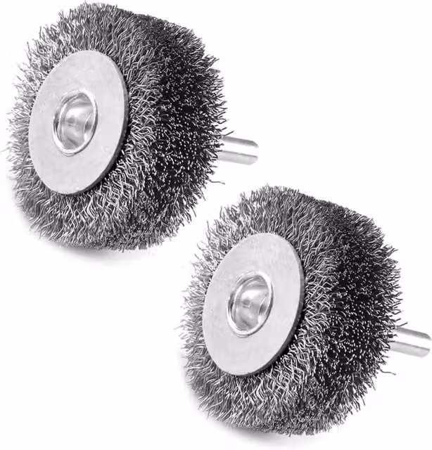 Nordara 2-Piece Stainless Steel Wire Wheel Brush Set for Angle Grinders and Die Grinders, Grey/Silver, Diameter: 5.08 cm, Shank: 0.635 cm