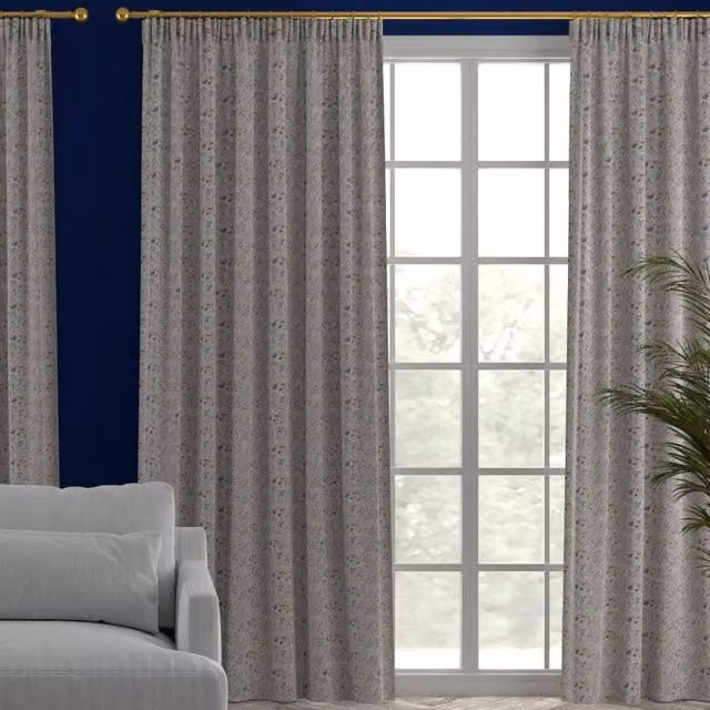 Terrys Sicily Made to Measure Blackout Floral Cotton Fabric Panel Curtain in Yellow and Purple