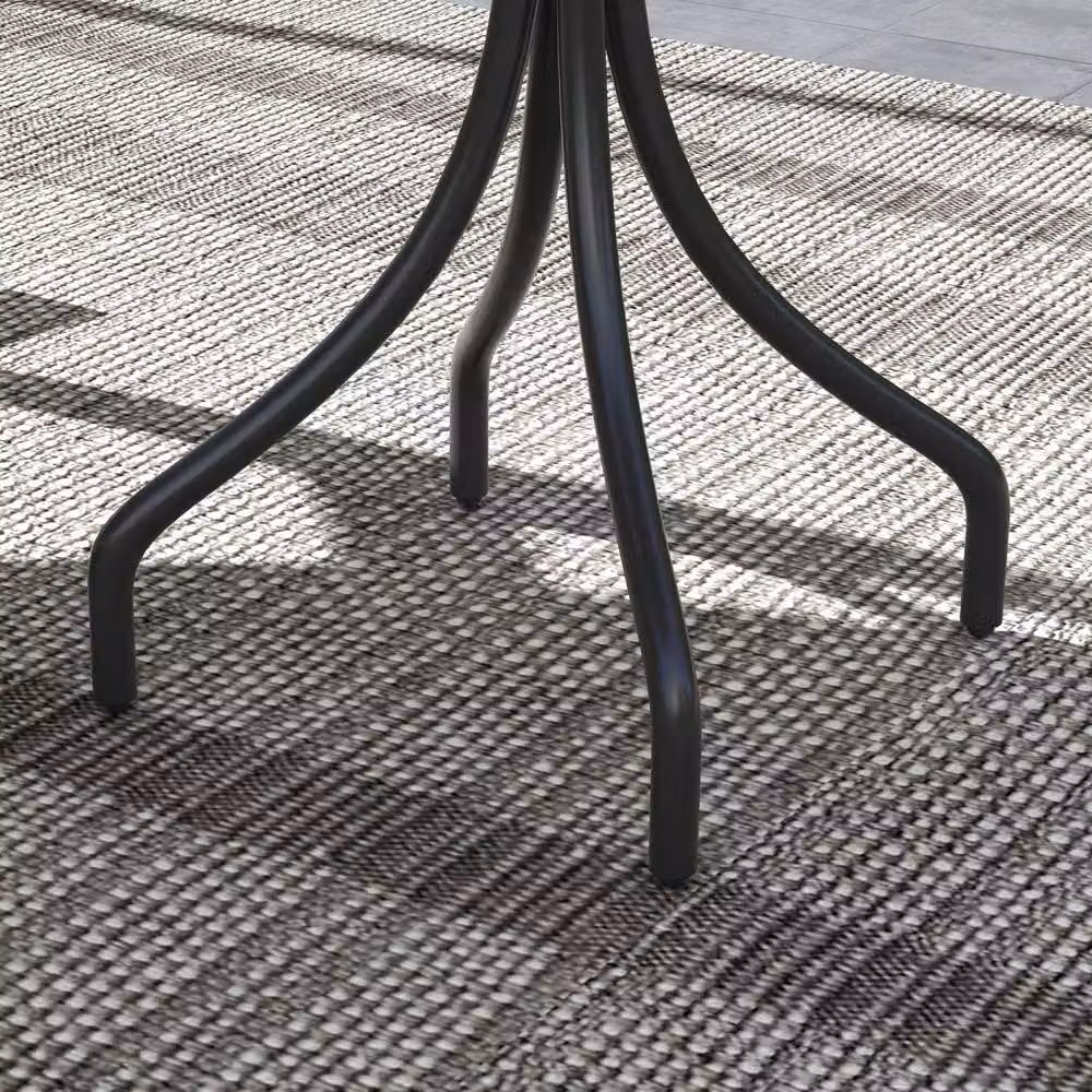 Wyld Haus Nari Round Slatted Garden Table in Grey Matt Steel, Diameter: 66 cm, Height: 71.5 cm – 5
