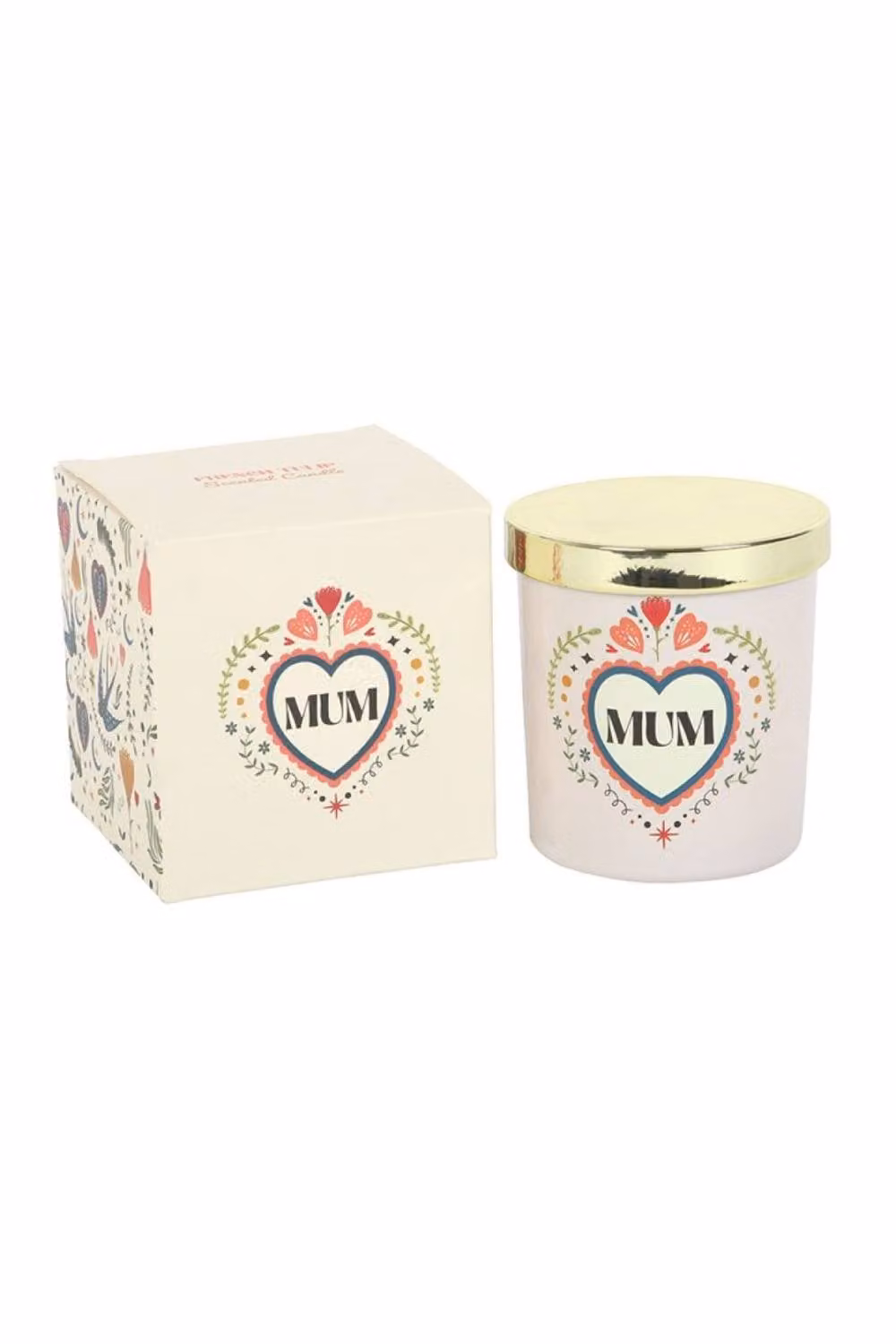 KDMD Mum Folk Heart French Tulip Votive Candle in White – 2