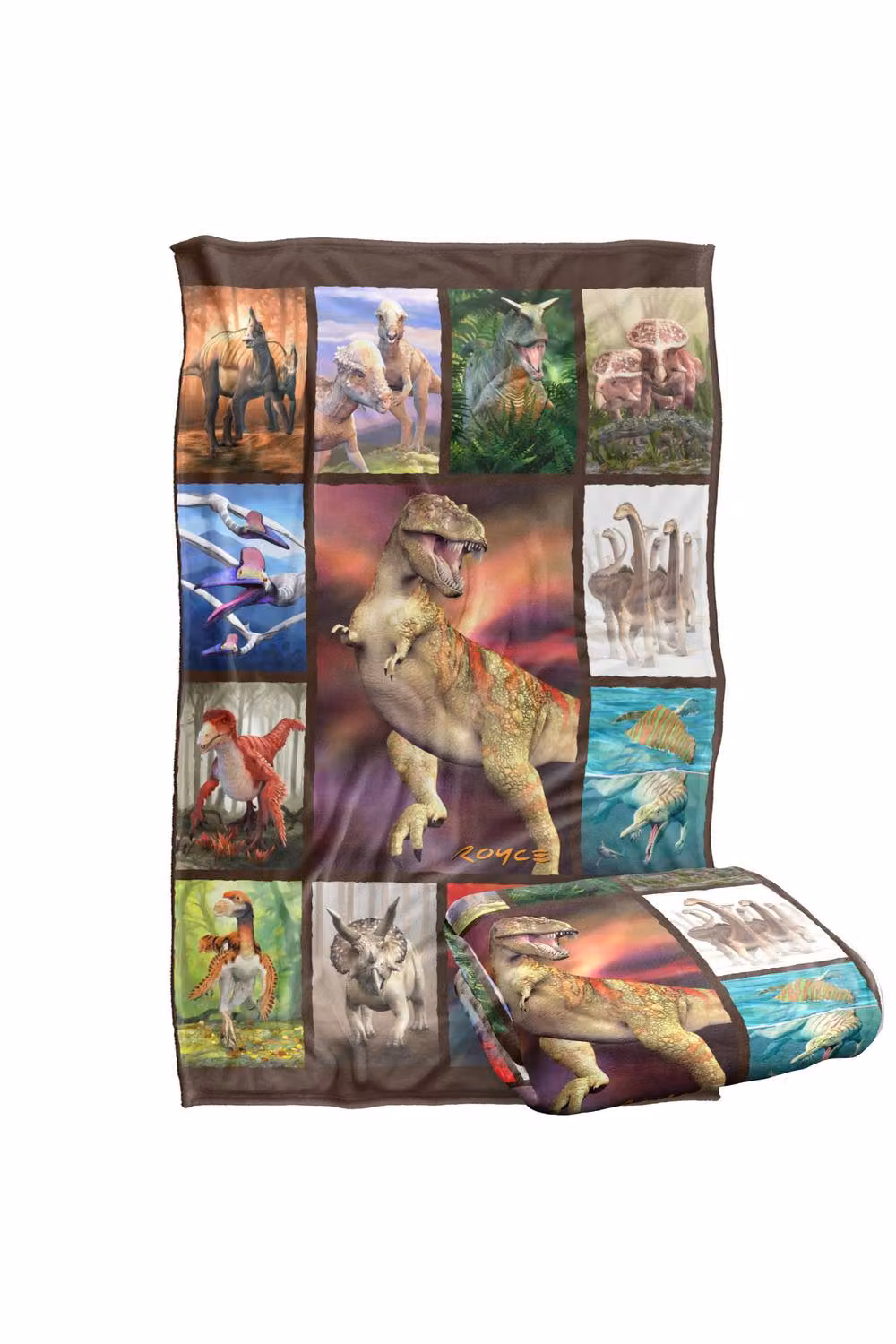 JQ Licensing Dino Mosaic Silky Touch Super Soft Fluffy Throw Blanket, Multicolour, Large – 2