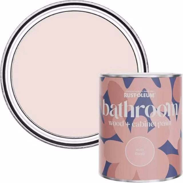 Rust-Oleum Pink Moisture Resistant Matt Bathroom Wood and Cabinet Paint, Elbow Beach 750ml
