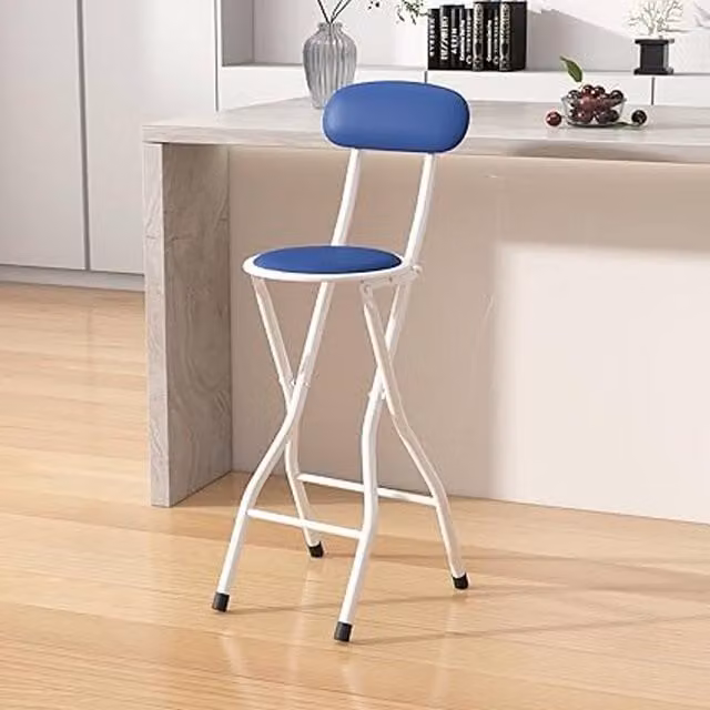 MCC Direct Padded Folding Breakfast Bar Stool High Chair in Grey and Blue