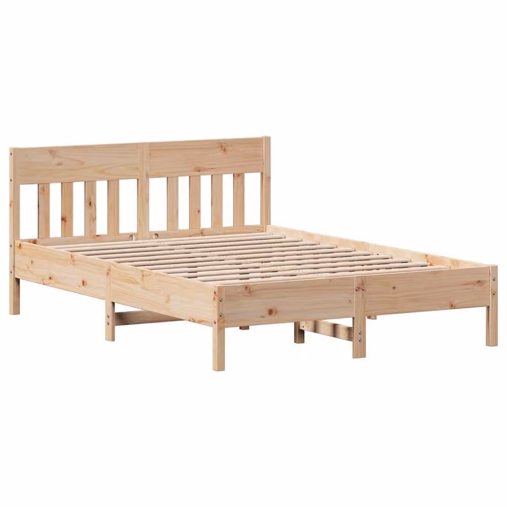 Berkfield Home Small Double Bed Frame in Brown Solid Pine Wood, W/D/H: 120 x 200 cm – 2