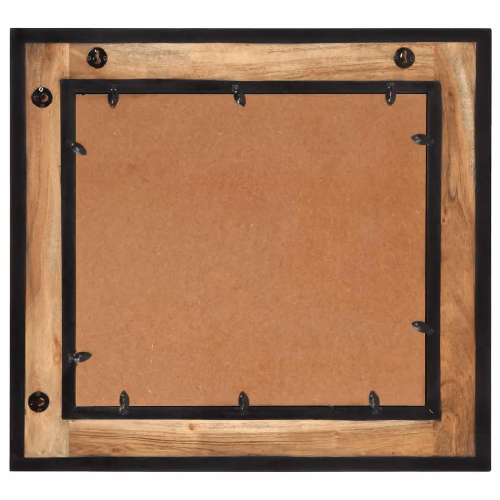 Berkfield Home Rectangular Wall Bathroom Mirror in Brown Solid Acacia Wood, W: 60 cm, H: 55 cm, D: 1 cm – 3