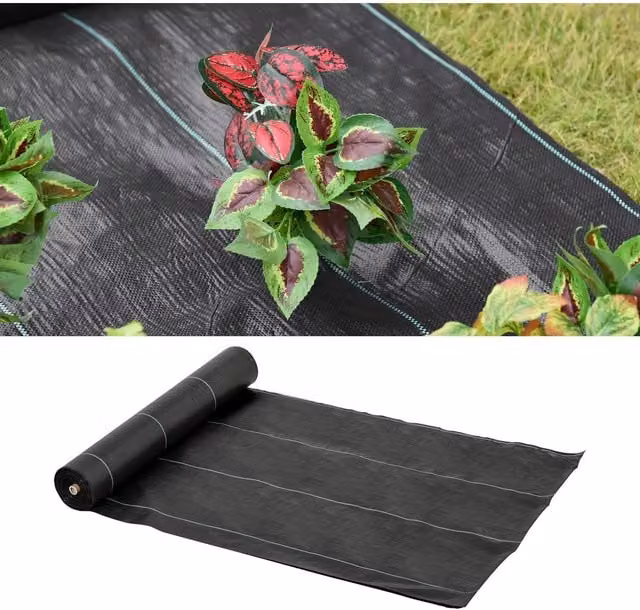 Outsunny Premium Black Weed Barrier Fabric for Ornamental Gardens and Raised Beds, 2 m – 1