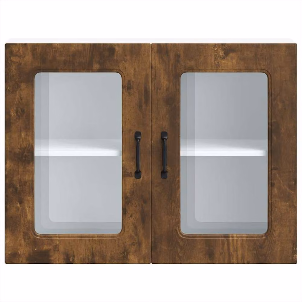 Berkfield Home Kalmar Wall Mounted Kitchen Cabinet with Glass Door in Smoked Oak Brown – 4