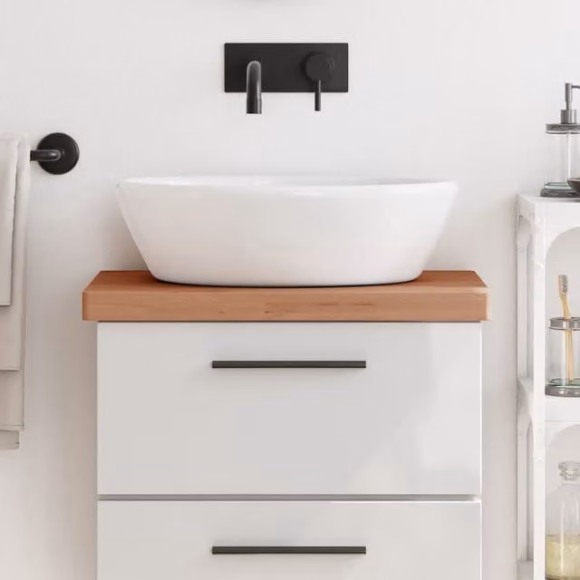 Berkfield Home Solid Wood Beech Bathroom Countertop, Brown, W: 60 cm, D: 40 cm, H: 4 cm – 1