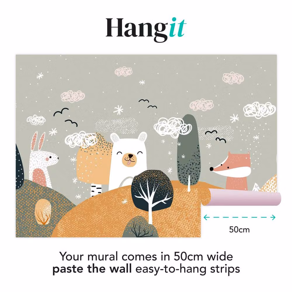 Superfresco Easy Scandi Animals Ochre Yellow Wall Mural, W: 3 m x H: 2.8 m – 2