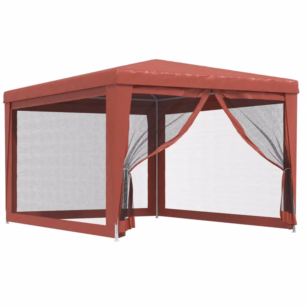 Berkfield Home Party Tent in Red with 4 Mesh Sidewalls, W: 4 m, D: 3 m – 2