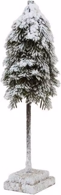 Lemon Pavilion Medium Snowy Cedar Tree on Wood Block, Brown, Height: 40 cm – 1