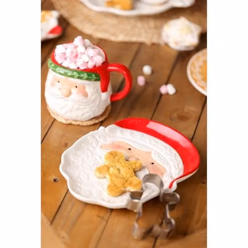 Widdop and Co Santa and Friends Ceramic Nordic Christmas Serving Platter, Red and Multicolour, Diameter: 20.6 cm – 2