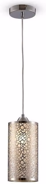 Netlighting Charon Circle Pattern Ceiling Pendant Light in Polished Chrome and Grey