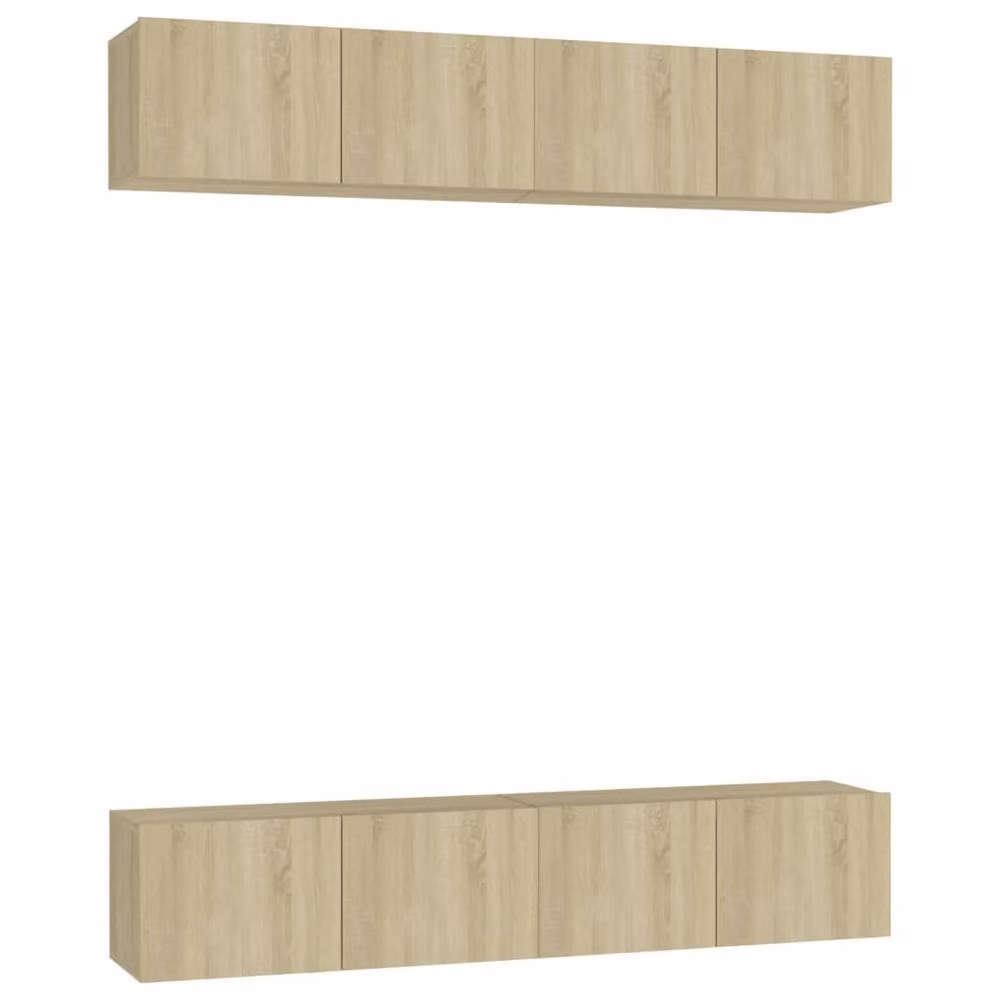 Berkfield Home Set of 4 Sonoma Oak TV Cabinets in Light Tan, W/D/H: 80 x 30 x 30 cm – 2