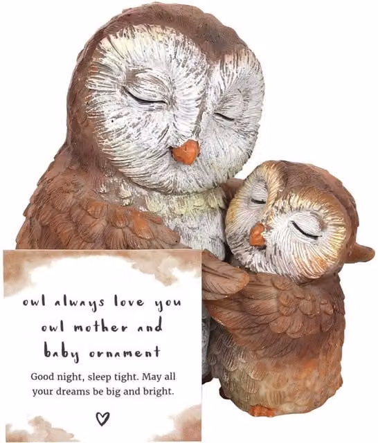 Something Different Brown and White Mother and Baby Owl Tabletop Ornament H 8.5 cm x W 7.5 cm – 1