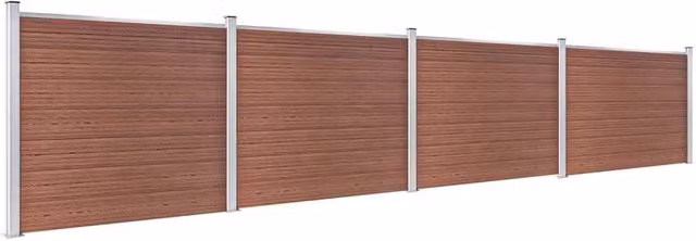 Berkfield Home WPC Fence Panel Set in Brown, W: 699 cm, H: 146 cm