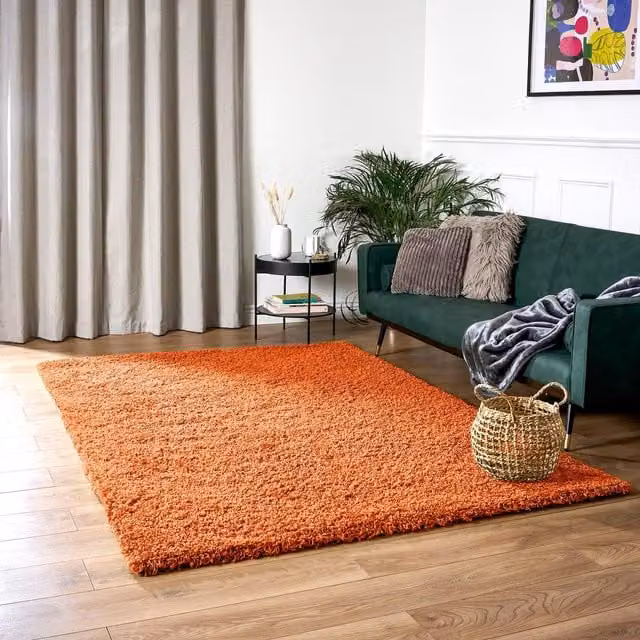Bravich California Shaggy Rug in Orange, W: 110 cm, D: 60 cm