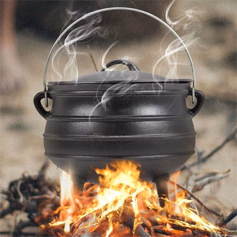 Nordara 3L Pre-Seasoned Black Cast Iron Potjie African Stew Casserole Pot – 2