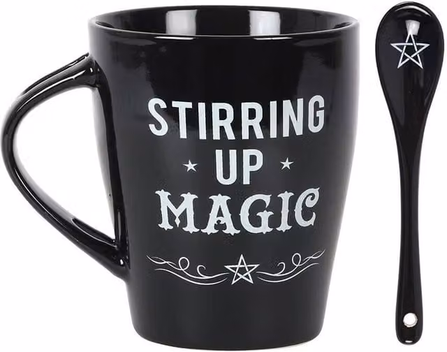 Something Different Stirring Up Magic Geometric Ceramic Mug Set in Black