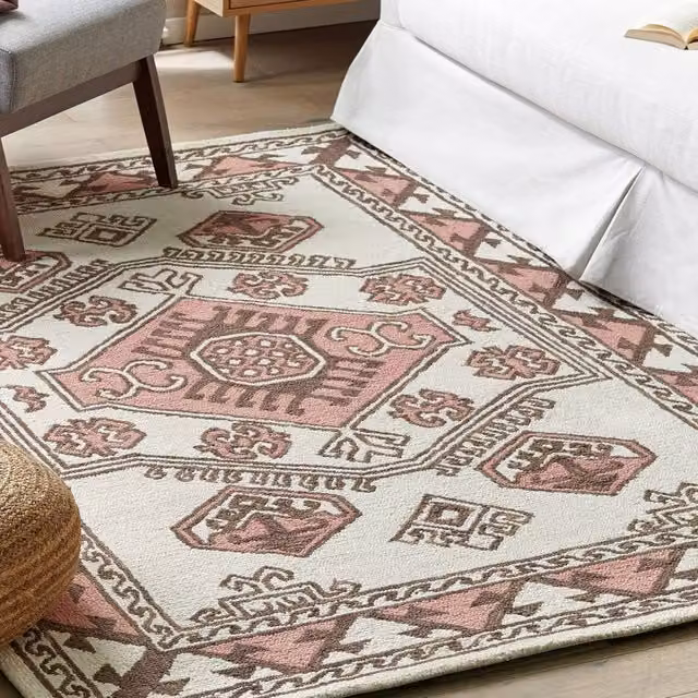 Wyld and Coco Hand-Tufted Wool Geometric Boho Multicolour Rectangular Rug, W: 140 cm, L: 200 cm – 1