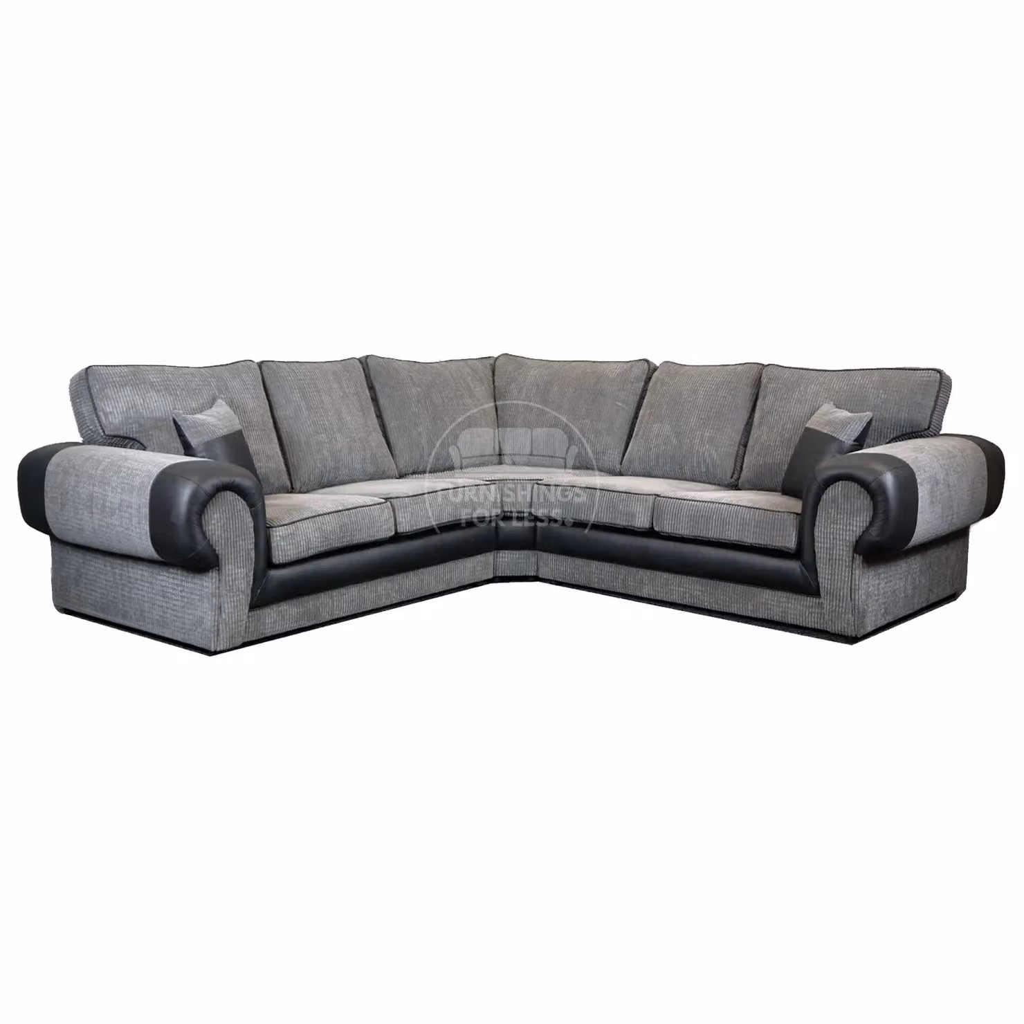 Furnishings For Less UK Portland 5 Seater L Shaped Corner Sofa in Grey Fabric and Synthetic Leather – 3