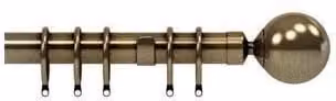 New Edge Blinds Nikola 28mm Metal Curtain Pole Set with Ball End in Antique Brass Bronze, Width: 300 cm
