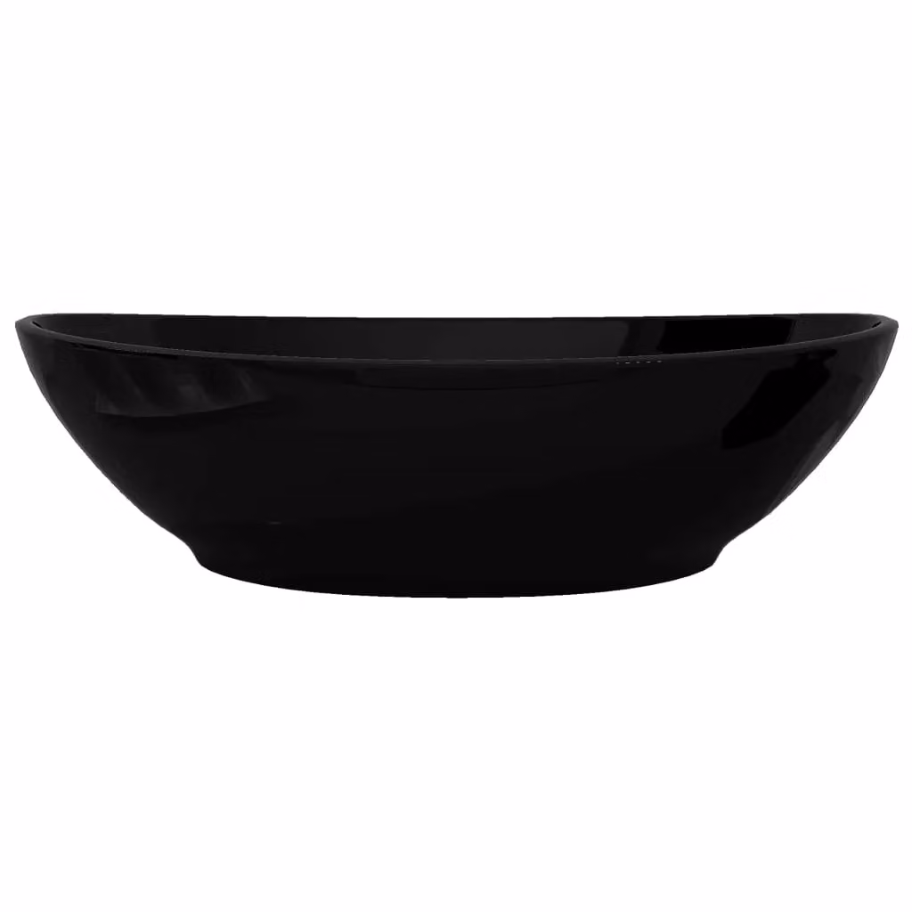 Berkfield Home Luxury Oval Ceramic Basin in Black, W: 40 cm, D: 33 cm, H: 13.5 cm – 3
