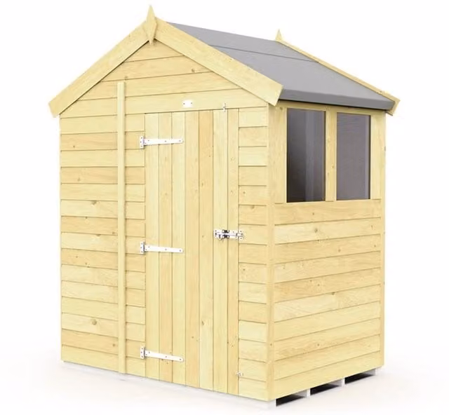 Buttercup Farm Apex Wooden Garden Shed with Single Door and Windows in Brown, W/D/H: 175 x 127 x 217 cm – 1