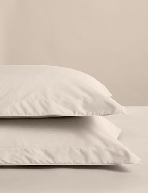 M&S 2 Pack Egyptian Cotton Oxford Pillowcases in White or Beige