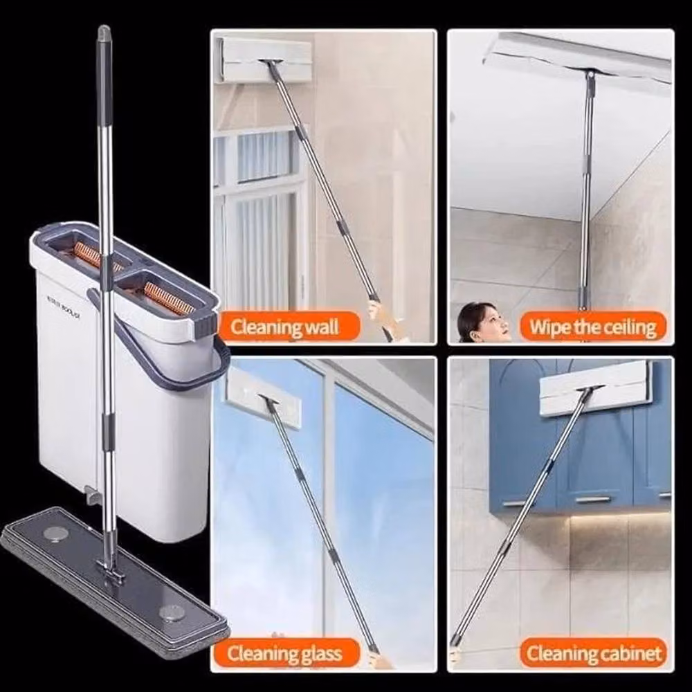 Kelvenix Premium Flat Mop and Bucket Set with Scraper, White – 3