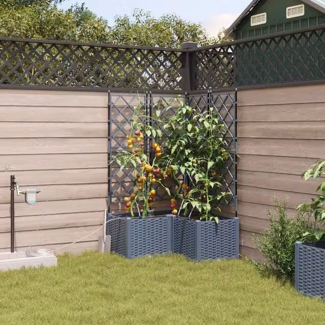 Berkfield Home Garden Planters with Water Irrigation System, 3 Piece Set, Grey